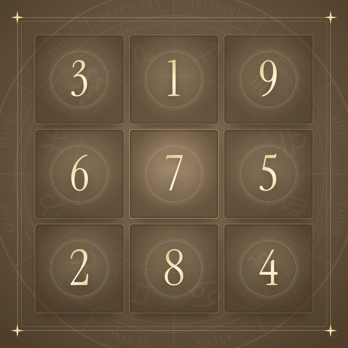 The Vedic numerology grid: 3 1 9, 6 7 5, 2 8 4